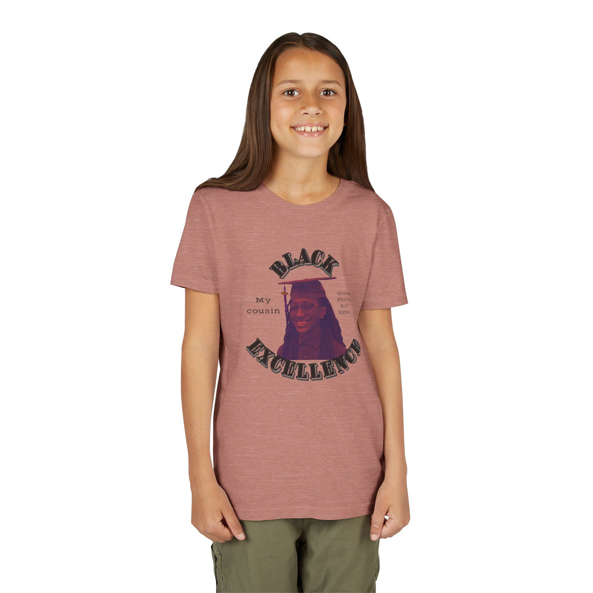 (My cousin) Black Excellence Youth Tee — Inspirational Kids T-Shirt